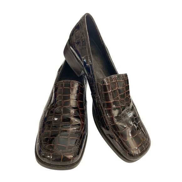 Mallory Women Size 10M Brown  Leather Crocodile Embossed Loafers  Brazil - Picture 1 of 8